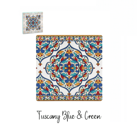 Tuscany Print Blue & Green Coaster - Peppy & Sage