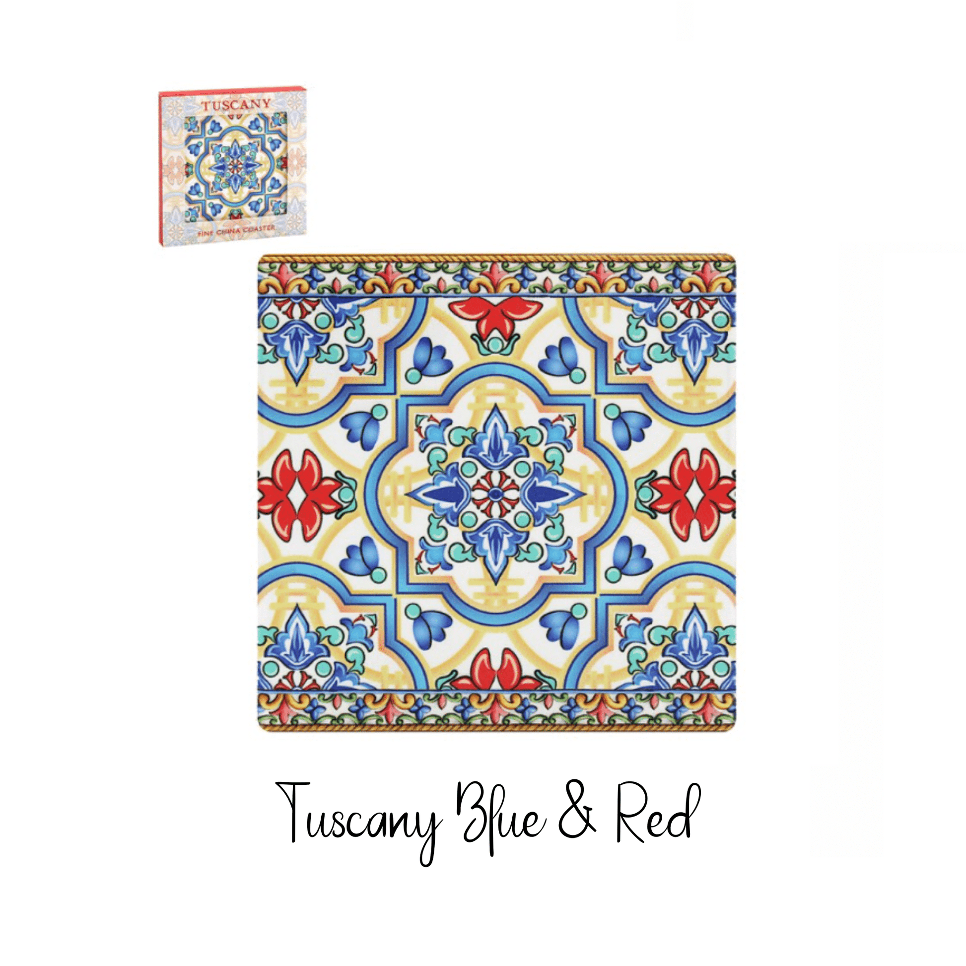 Tuscany Print Blue & Red Coaster - Peppy & Sage