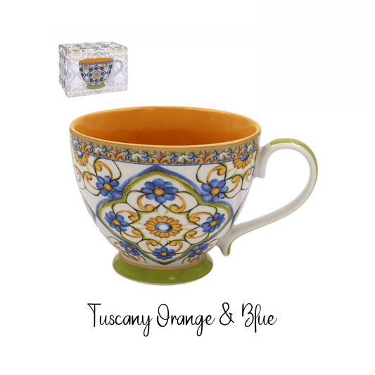 Tuscany Print Orange & Blue Mug - Peppy & Sage