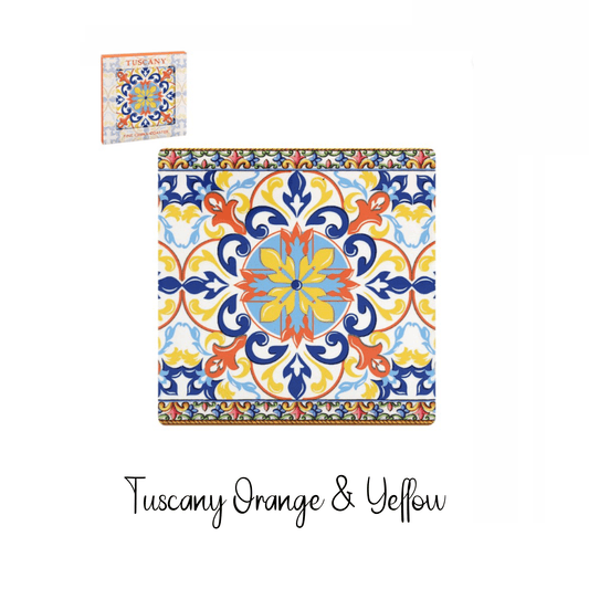 Tuscany Print Orange & Yellow Coaster - Peppy & Sage
