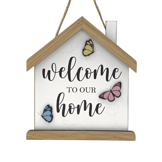"Welcome to our Home" Wooden House Hanger - Peppy & Sage