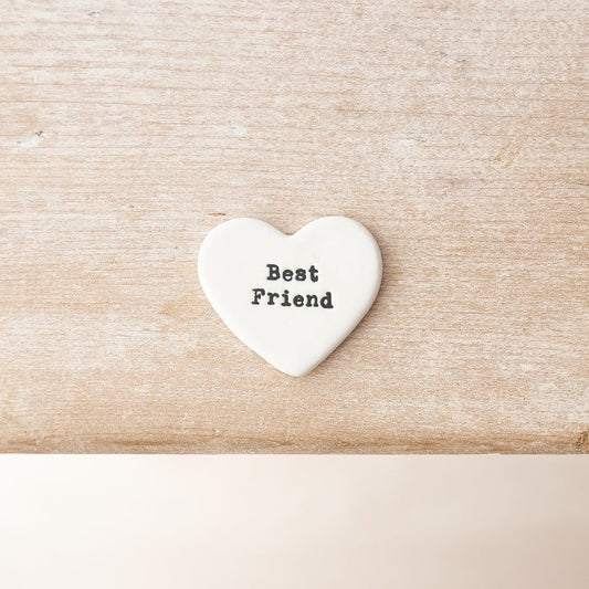 White Ceramic Heart Token "Best Friend" - Peppy & Sage