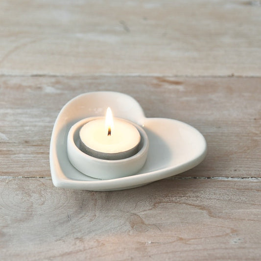 White Heart T- Light Candle Holder - Peppy & Sage