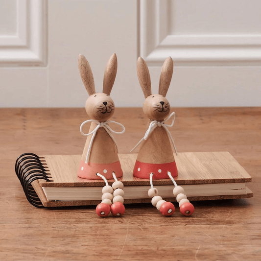 Wooden Bunnies with Dangling Legs (Set of 2) - Peppy & Sage