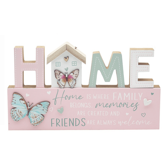 Wooden Home Freestanding Sign Pink 24cm - Peppy & Sage