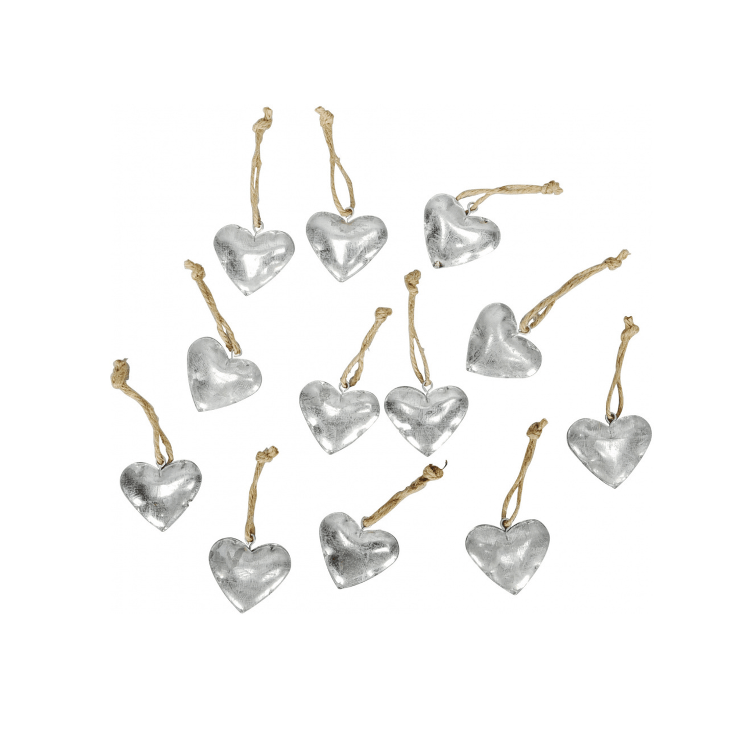 Zinc Hearts with Jute String - Set of 12 - Peppy & Sage